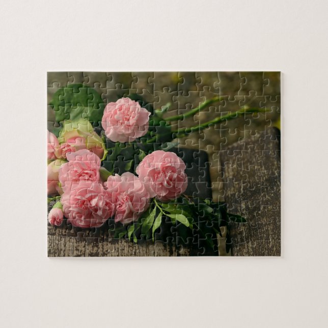 Rustic Pink Peonies Still Life Jigsaw Puzzle (Horizontal)