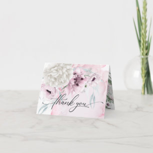 Rustic Pink Poppies White Dahlia Garden Thank You Card