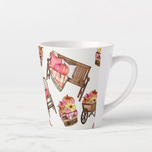 Rustic Pink Pumpkin Pattern Latte Mug