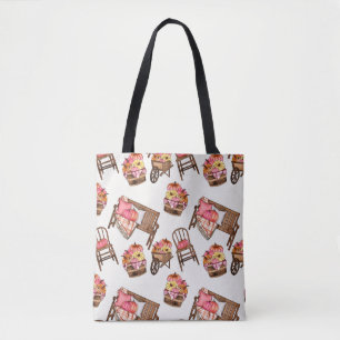Rustic Pink Pumpkin Pattern Tote Bag