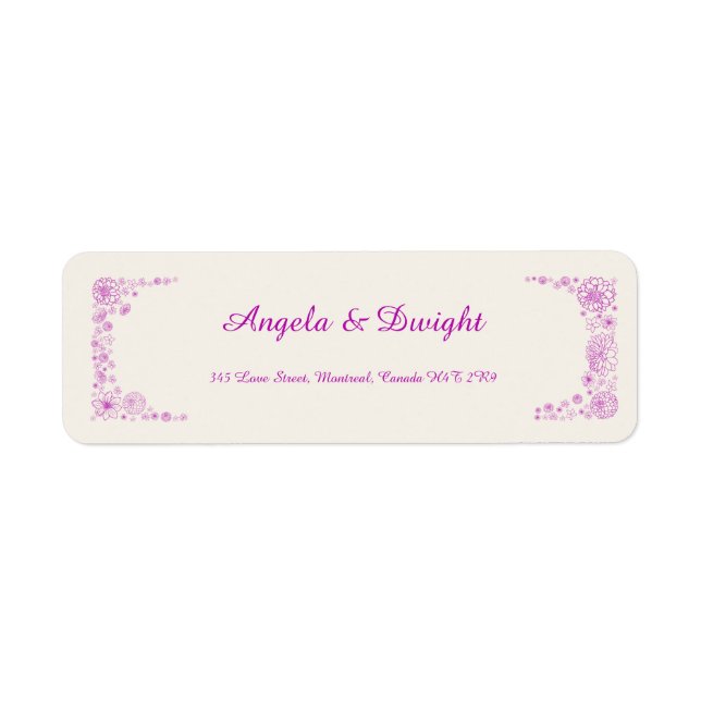Rustic pink return adress address label (Front)