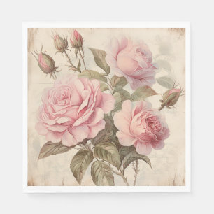 Rustic Pink Rose Bouquet Napkin