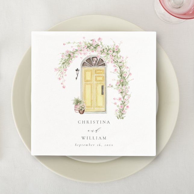 Rustic Pink Rose Cottage Garden Wedding Napkin (Creator Uploaded)