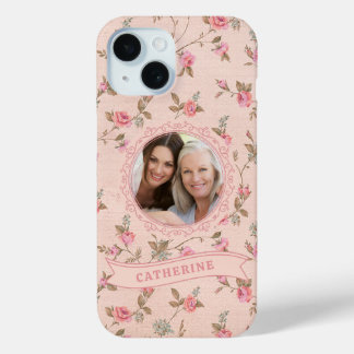 Rustic Pink Rose Custom iPhone 15 Case