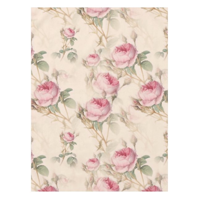 Rustic Pink Rose Tablecloth (Front)