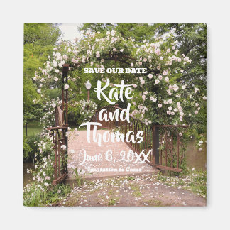 Rustic Pink Rose Wedding Save the Date Magnet