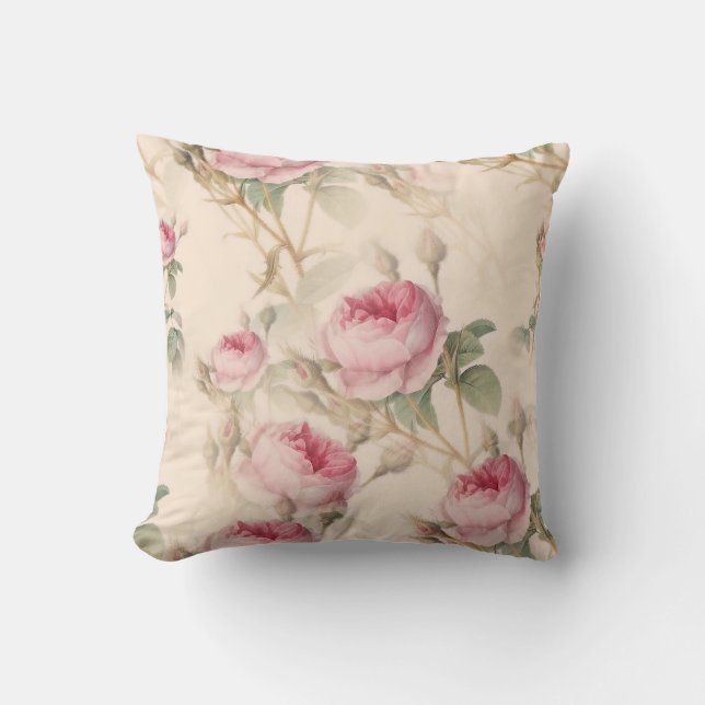 Rustic Pink Roses Cushion (Front)