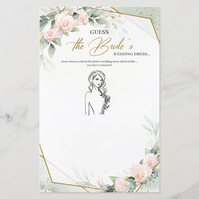 Rustic pink roses greenery Guess The Bride’s Dress (Front)