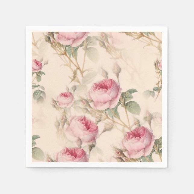 Rustic Pink Roses Napkin (Front)