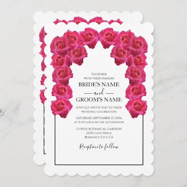 Rustic Pink Roses Wedding Invitations (Front/Back)
