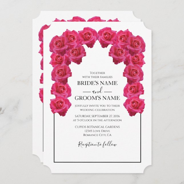 Rustic Pink Roses Wedding Invitations (Front/Back)