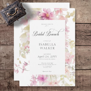 Rustic Pink & Sage Watercolor Floral Bridal Brunch Invitation