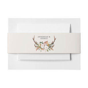 Rustic pink terracotta floral botanical wedding invitation belly band