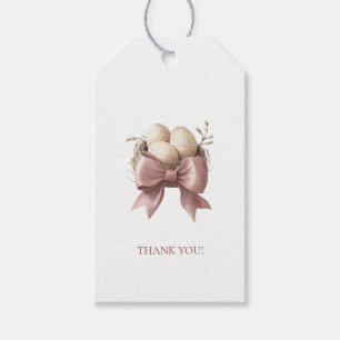 Rustic Pink Watercolor Nest Baby Shower Thank You Gift Tags