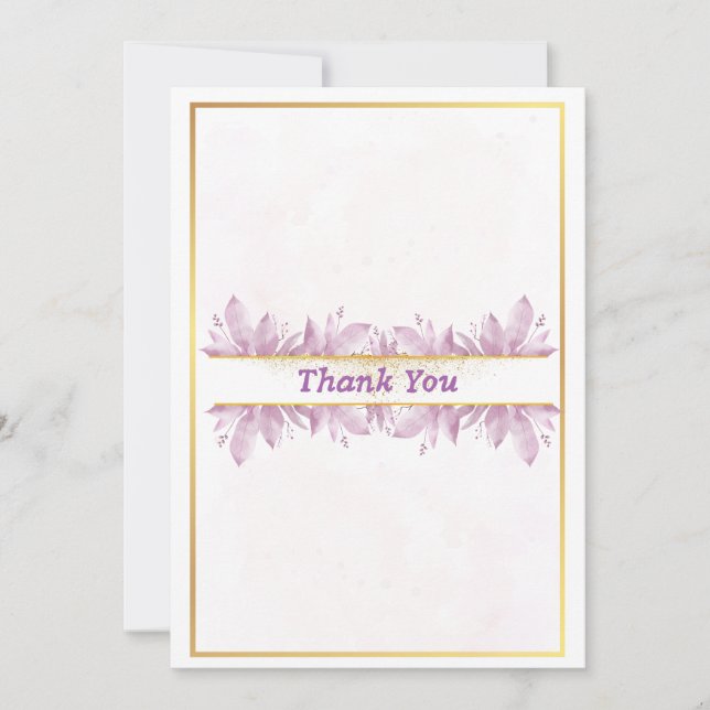 Rustic Pink Watercolor Wedding Thank You Card  (Front)