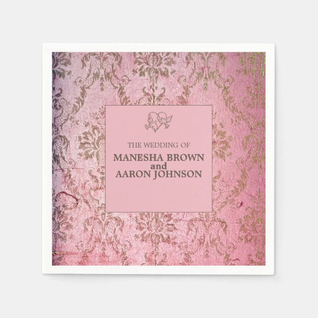 RUSTIC PINK - Wedding Cocktail Napkin (Front)