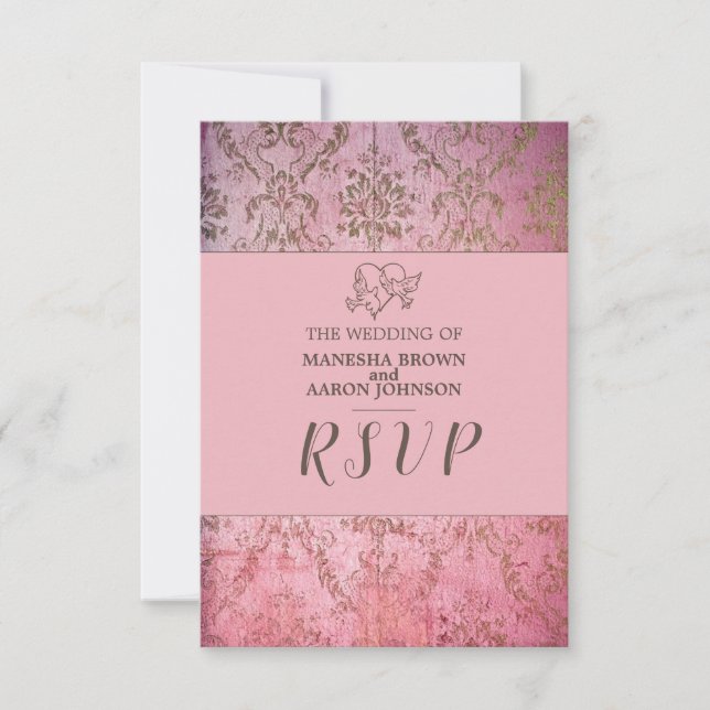 RUSTIC PINK - Wedding RSVP Card (Front)