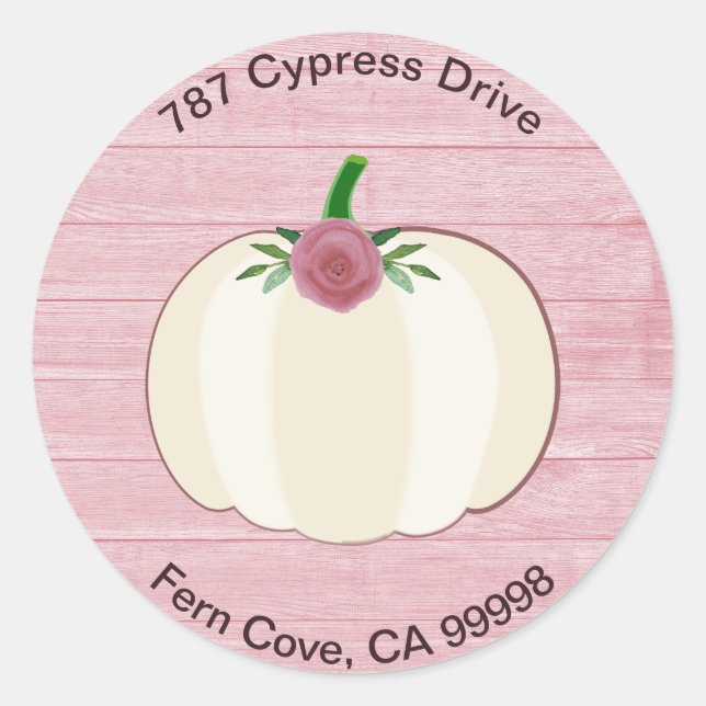 Rustic Pink White Pumpkin Floral Envelope Seal (Front)