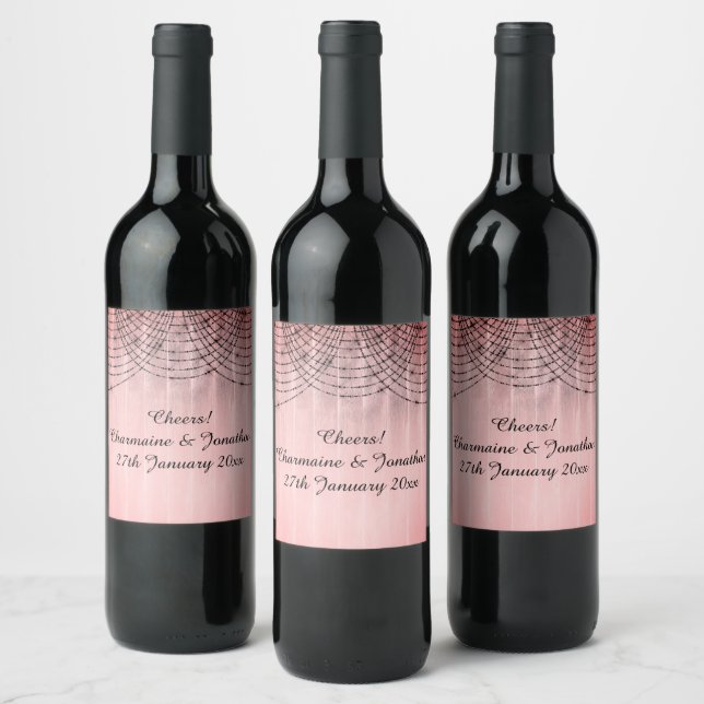 RUSTIC PINK WHITEWASHED TIMBER WINE LABEL (Bottles)