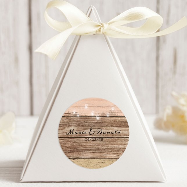 Rustic Pink Wood and Lanterns Classic Round Sticker (Creator Uploaded)