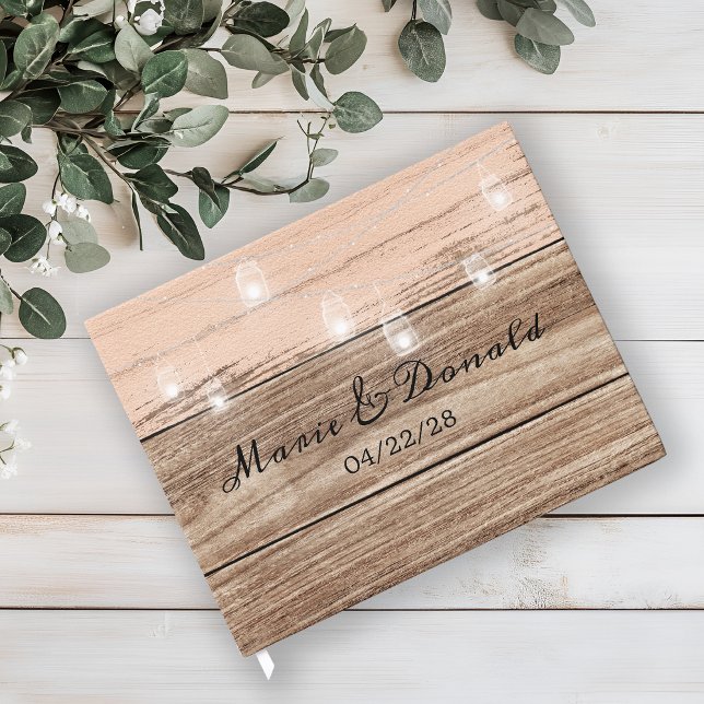 Rustic Pink Wood and Lanterns Guest Book (Creator Uploaded)