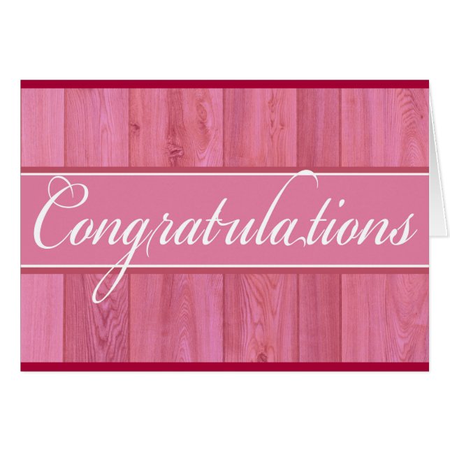 Rustic pink wood Congratulations greeting card (Front Horizontal)