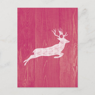 Rustic Pink Wood With Vintage Deer Postcards