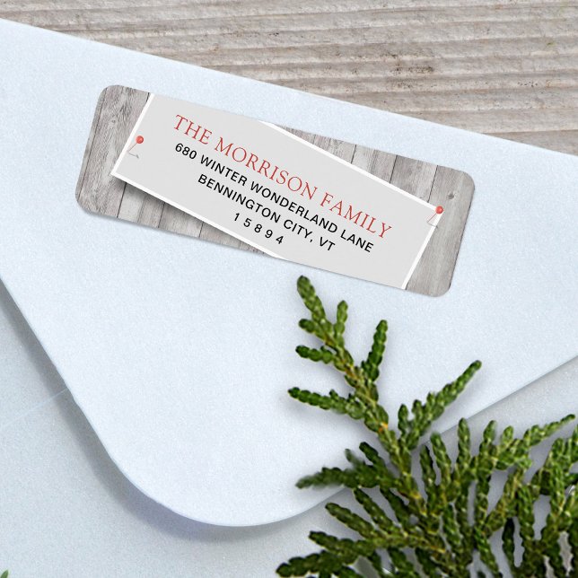 Rustic Pinned Return Address Label (Rustic Holiday Return Address Label)