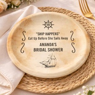 Rustic Pirate Bridal Shower & Bachelorette Party Paper Plate