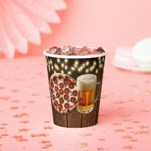 Rustic Pizza & Beer Baby Shower Paper Cups