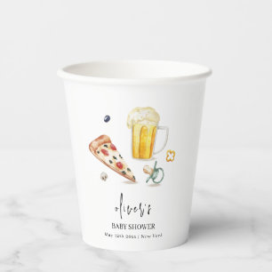 Rustic Pizza Beers Pacifier Baby Shower  Paper Cups