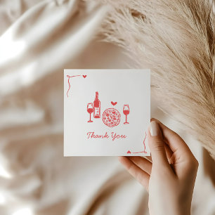 Rustic Pizza & Wine Bridal Showe Thank You Card