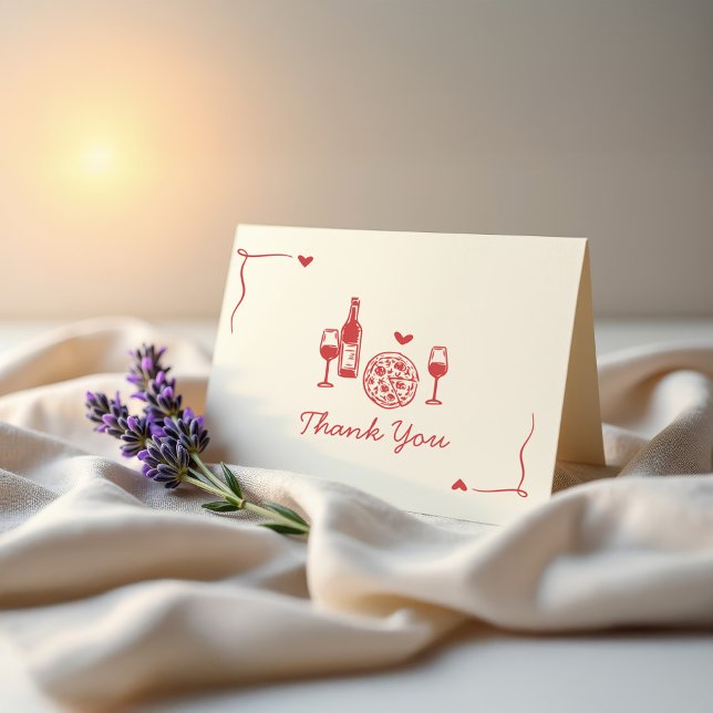 Rustic Pizza & Wine Bridal Showe Thank You Card (Creator Uploaded)