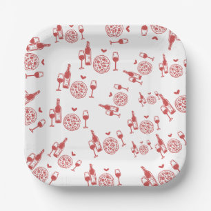Rustic Pizza & Wine Bridal Shower  Paper Plate