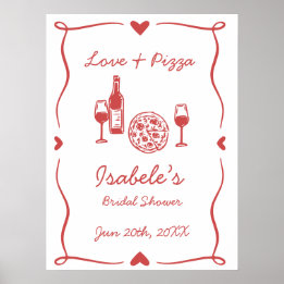 Rustic Pizza & Wine Bridal Shower Poster