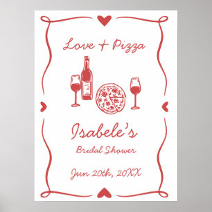 Rustic Pizza & Wine Bridal Shower Poster