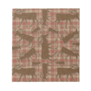 Rustic plaid brown moose notepad