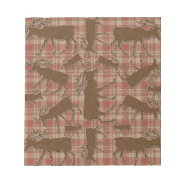 Rustic plaid brown moose notepad (Front)