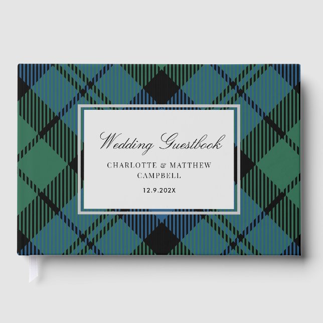 Rustic Plaid Campbell Custom Wedding Tartan Guest Book (Front)