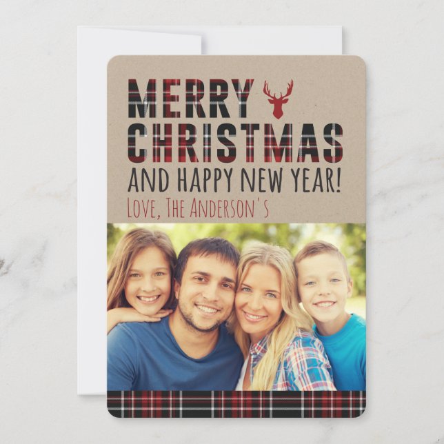 Rustic Plaid Christmas Card (Front)