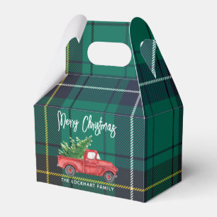 Rustic Plaid Christmas Vintage Red Truck Tartan Favour Box