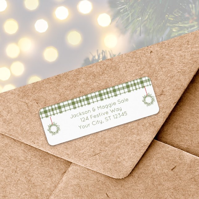 Rustic Plaid Christmas Wreath Return Address Label (Rustic Plaid Christmas Wreath Return Address Label
)