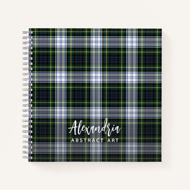 Rustic Plaid Clan Gordon Personalised Tartan Notebook (Front)