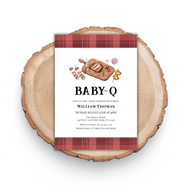 Rustic Plaid Country Baby Q Baby Shower Invitation (Rustic Plaid Country Baby Q Baby Shower Invitation)