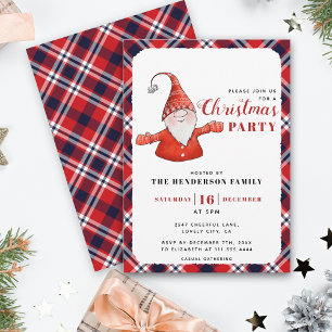 Rustic Plaid Cute Christmas Party Invitation