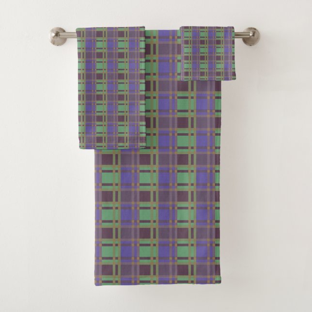 "Rustic Plaid Elegance" Pattern Bath Towel Set (Insitu)