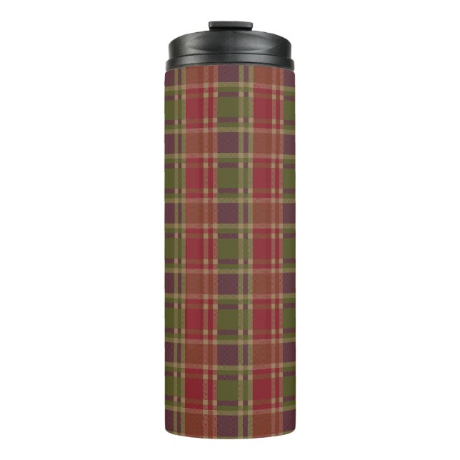 "Rustic Plaid Elegance" Pattern Thermal Tumbler (Front)