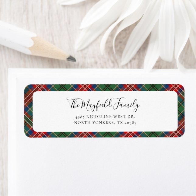Rustic Plaid Elegant Tartan Return Address Return Address Label (Insitu)