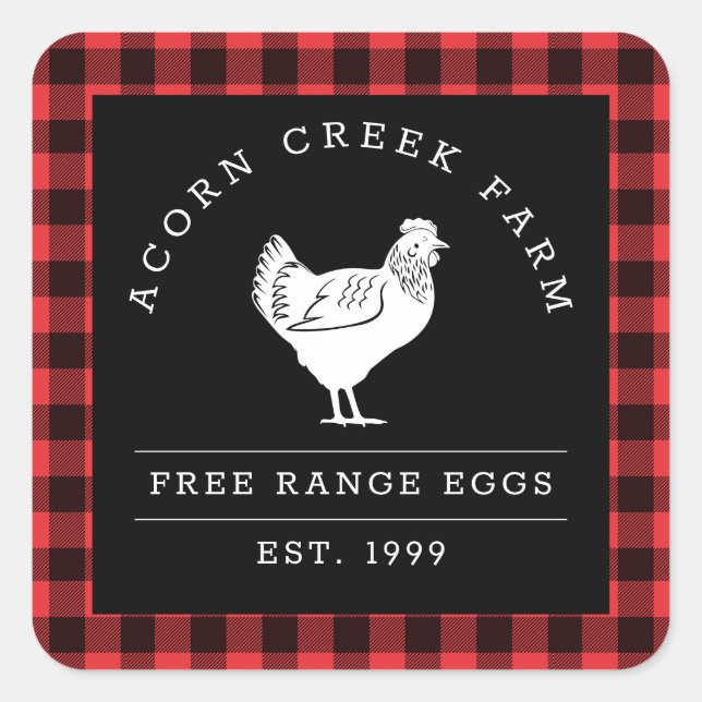 Rustic Plaid Family Farm Chicken Labels (Front)