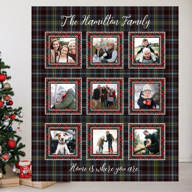 Rustic Plaid Family Photo Collage Blanket (Rustic Plaid Family Photo Collage Blanket)